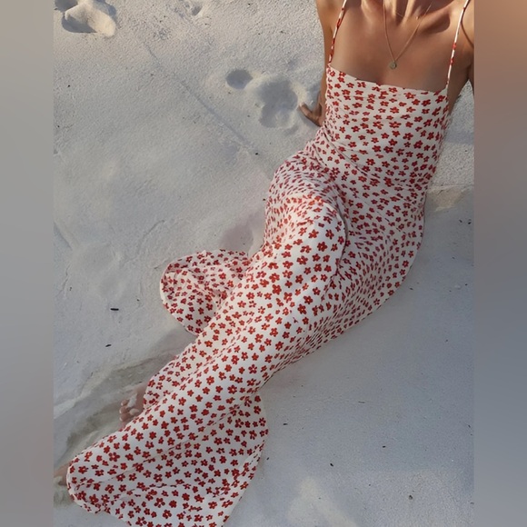 Strappy Floral Print Crisscross Flowy Long Sundress commense M CI2 - Picture 5 of 11